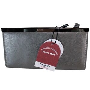 Mundi Womens RFID Blocking Slim Clutch Wallet Gunmetal Gray Antimicrobial NWT